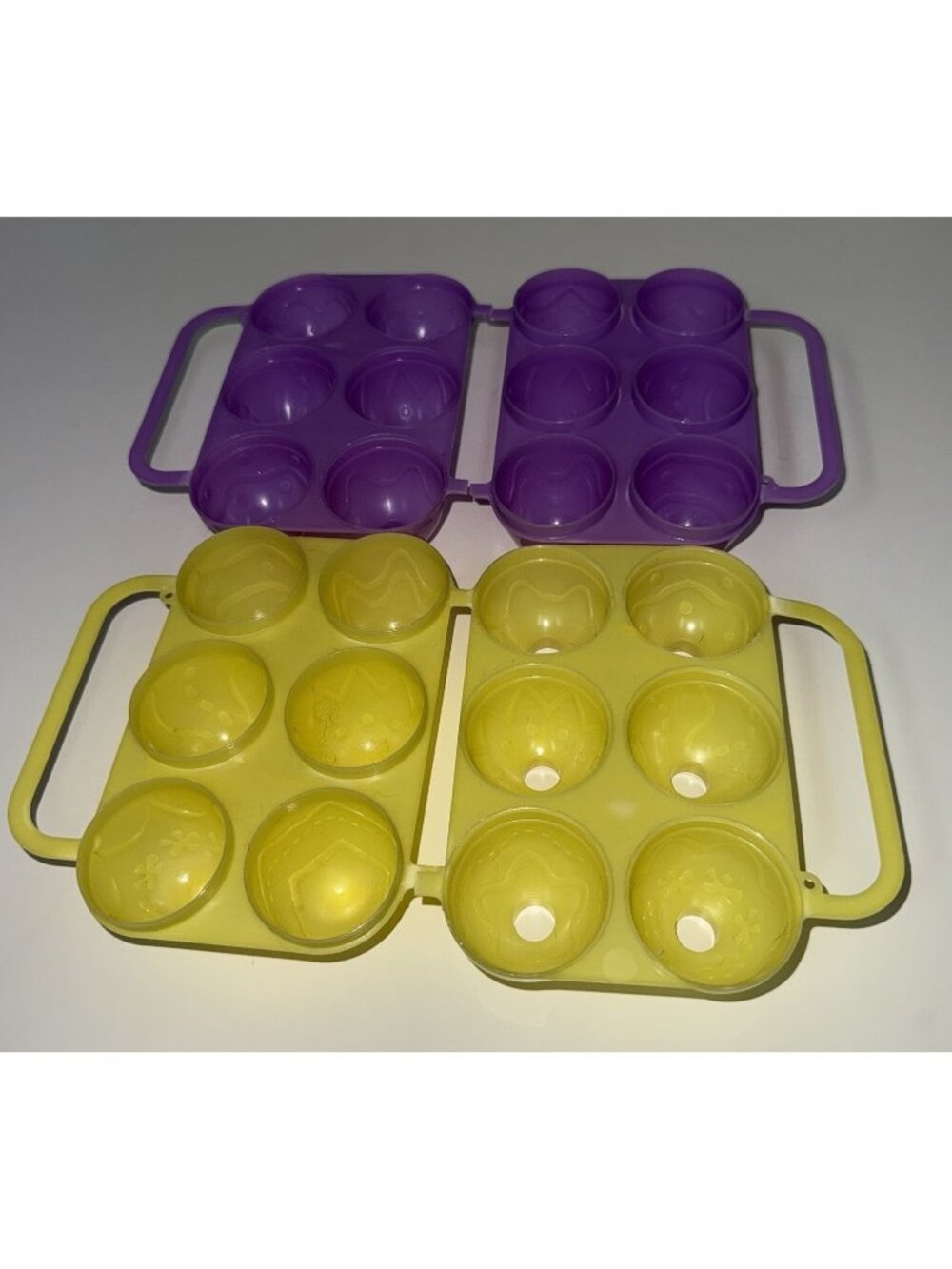 Vintage 1990s Jello Jiggler Easter Egg Mold Shots Textured Purple Yellow Shooter
